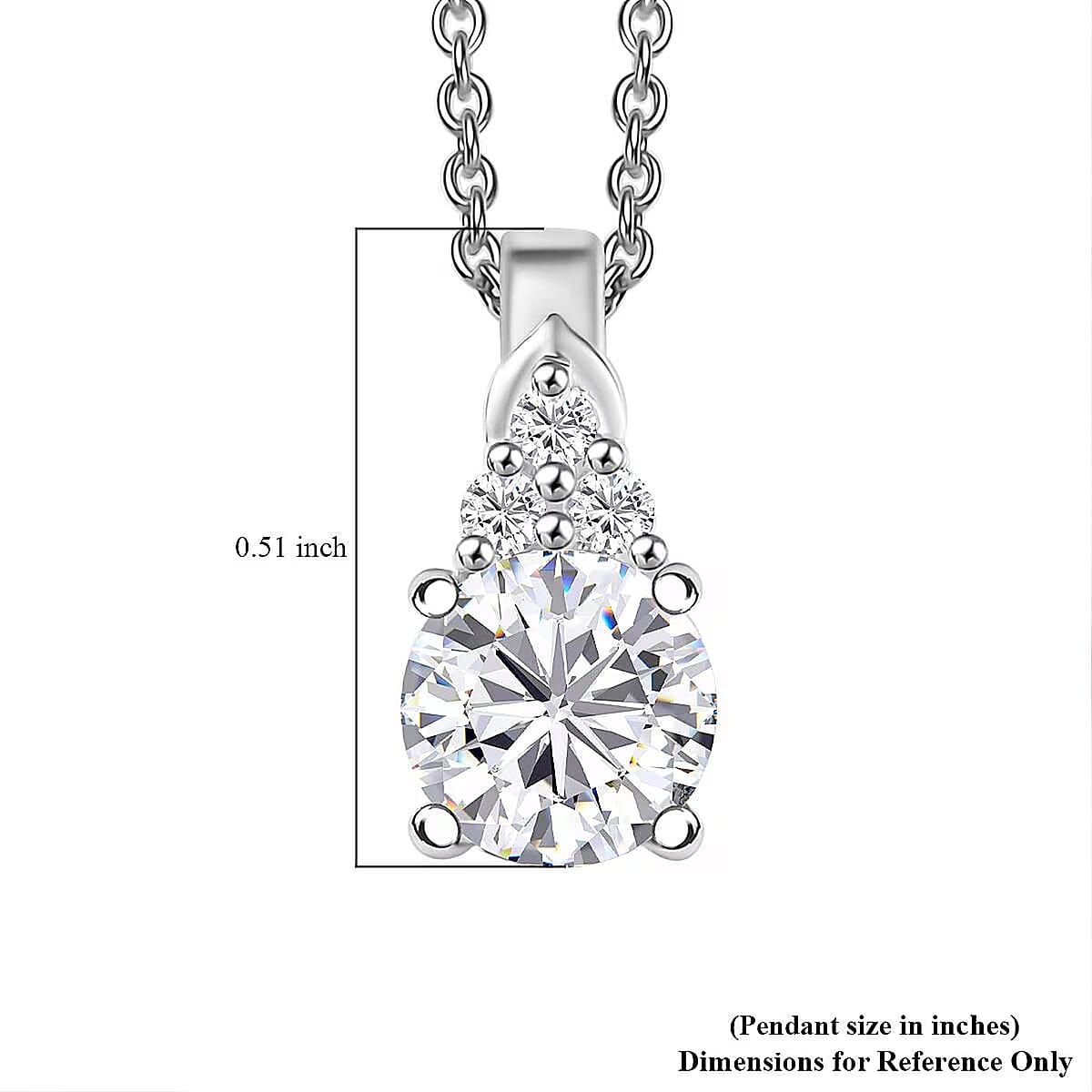 D'Joy Lab Created White Sapphire 1.15 ctw Pendant in Sterling Silver with Stainless Steel Necklace 20 Inches image number 6