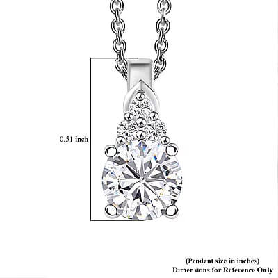 D'Joy Lab Created White Sapphire 1.15 ctw Pendant in Sterling Silver with Stainless Steel Necklace 20 Inches
