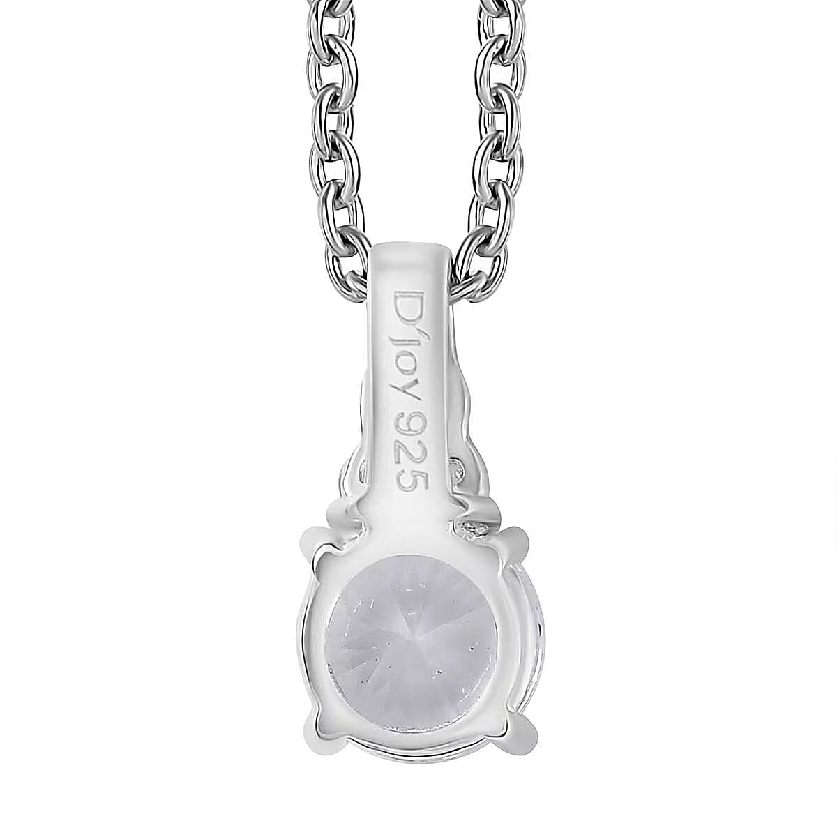 D'Joy Lab Created White Sapphire 1.15 ctw Pendant in Sterling Silver with Stainless Steel Necklace 20 Inches image number 7