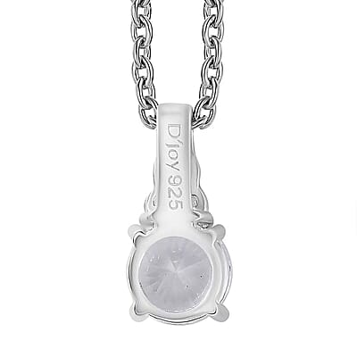 D'Joy Lab Created White Sapphire 1.15 ctw Pendant in Sterling Silver with Stainless Steel Necklace 20 Inches