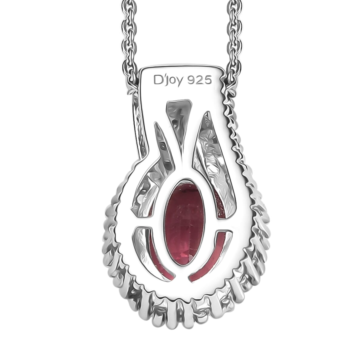 Premium Ouro Fino Rubellite, White Diamond Pendant Necklace (20 Inches) in Rhodium Over Sterling Silver 1.70 ctw image number 4