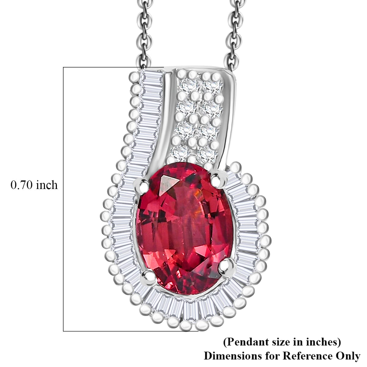 Premium Ouro Fino Rubellite, White Diamond Pendant Necklace (20 Inches) in Rhodium Over Sterling Silver 1.70 ctw image number 5
