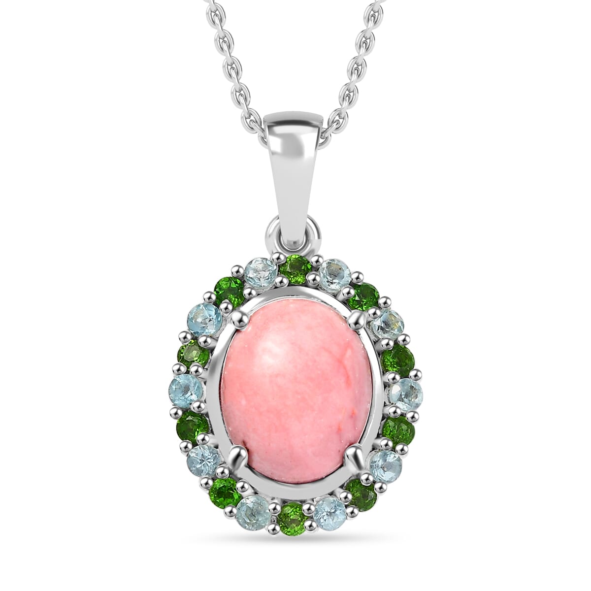 Karis Oregon Peach Opal and Multi Gemstone 2.35 ctw Blooming Pendant in Platinum Bond with Stainless Steel Necklace 20 Inches image number 0