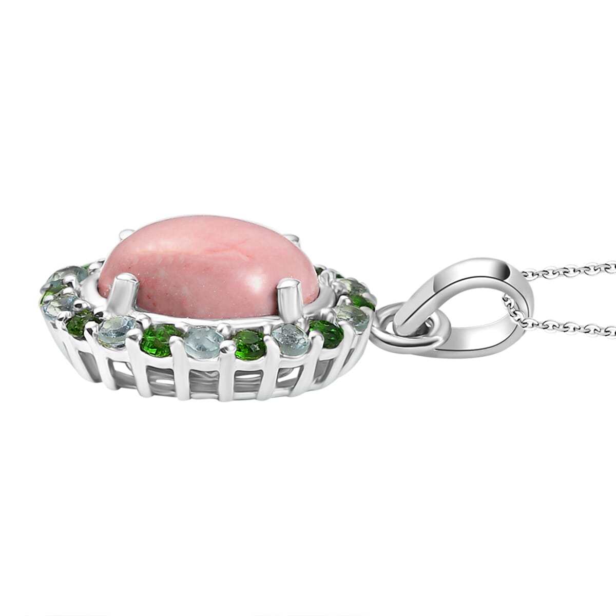Karis Oregon Peach Opal and Multi Gemstone 2.35 ctw Blooming Pendant in Platinum Bond with Stainless Steel Necklace 20 Inches image number 3