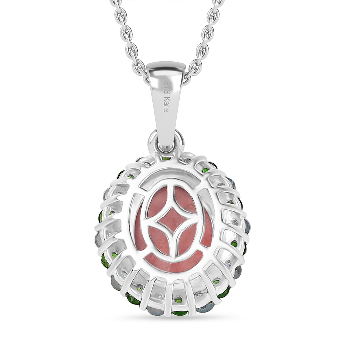 Karis Oregon Peach Opal and Multi Gemstone 2.35 ctw Blooming Pendant in Platinum Bond with Stainless Steel Necklace 20 Inches