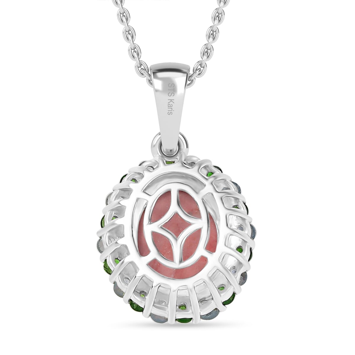 Karis Oregon Peach Opal and Multi Gemstone 2.35 ctw Blooming Pendant in Platinum Bond with Stainless Steel Necklace 20 Inches image number 4