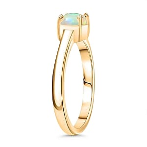 Ethiopian Welo Opal 2.24 ctw Earrings, Ring (Size 9.0) and Pendant in 18K YG Plated with Stainless Steel Necklace (20 Inches)