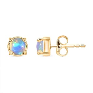 Ethiopian Welo Opal 2.24 ctw Earrings, Ring (Size 9.0) and Pendant in 18K YG Plated with Stainless Steel Necklace (20 Inches)
