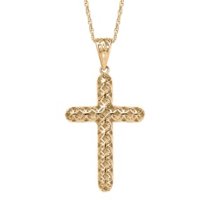 Mirage Collection Cross Pendant Necklace in 10K Yellow Gold 18 Inches 1.7 Grams