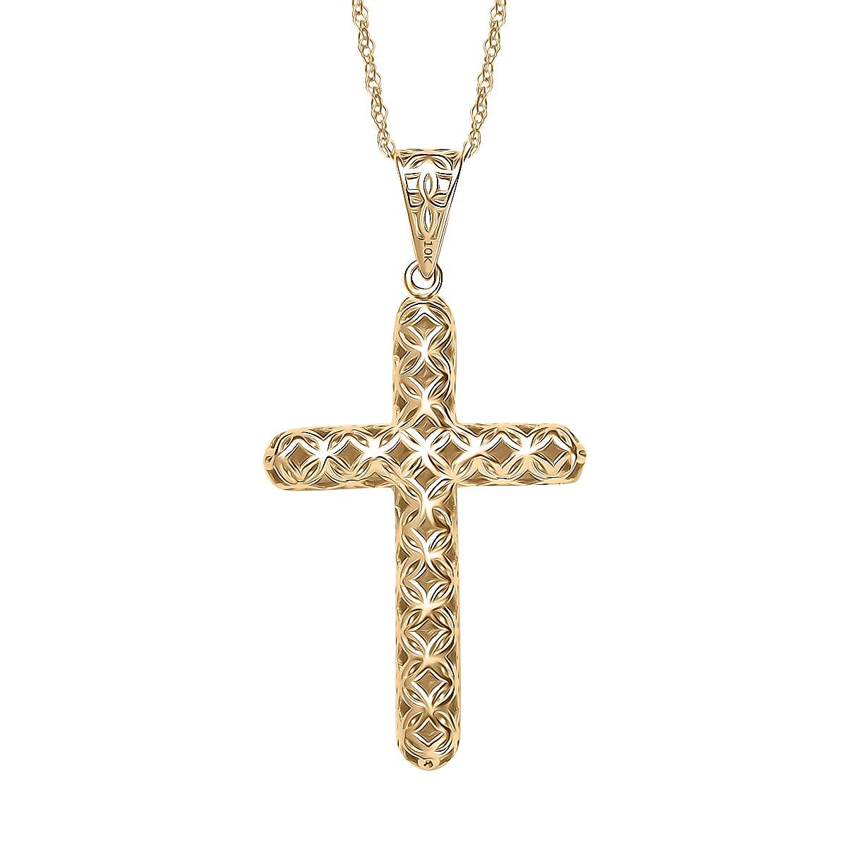 Mirage Collection Cross Pendant Necklace in 10K Yellow Gold 18 Inches 1.7 Grams