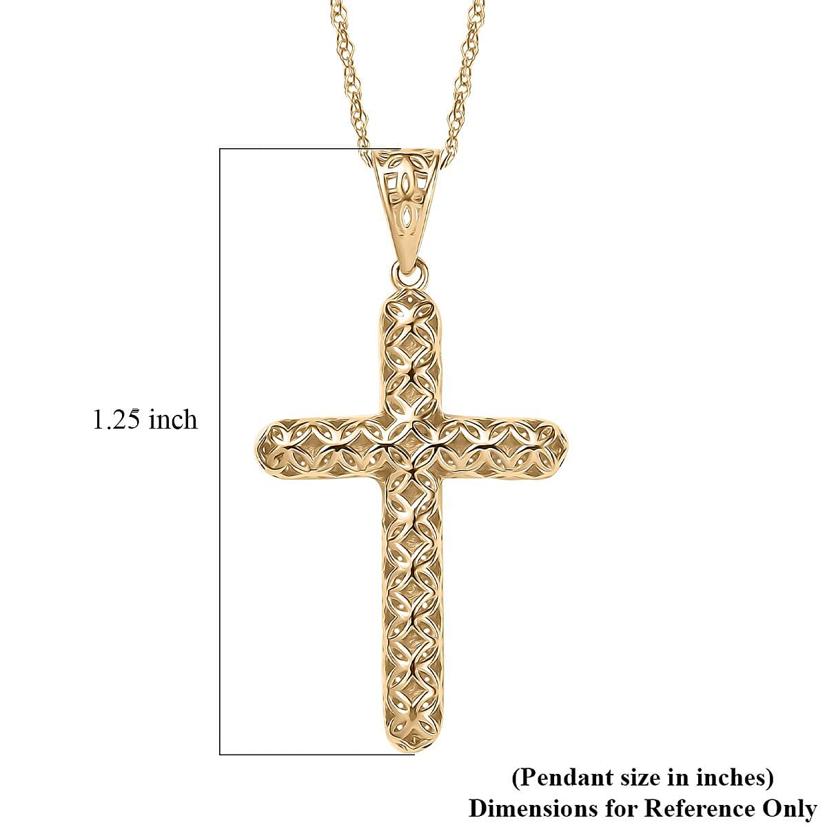 Mirage Collection Cross Pendant Necklace in 10K Yellow Gold 18 Inches 1.7 Grams