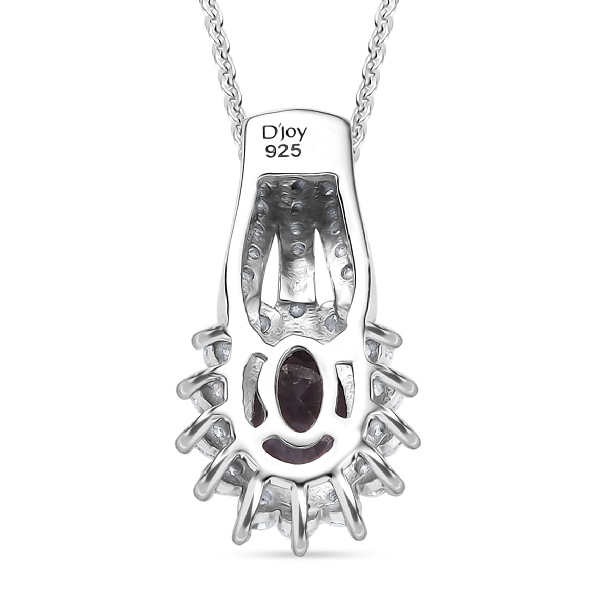 Lavender Spinel and Moissanite 1.30 ctw Classic Halo Pendant Necklace in Rhodium Over Sterling Silver 20 Inches image number 4