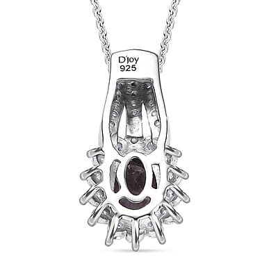 Royal Lavender Spinel and Moissanite 1.30 ctw Classic Halo Pendant Necklace in Rhodium Over Sterling Silver 20 Inches