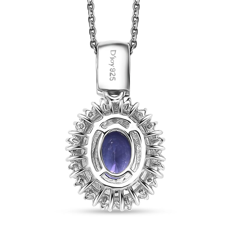 AAA Tanzanite, Tsavorite Garnet and Diamond 1.70 ctw Celestial Glow Pendant Necklace in Rhodium Over Sterling Silver 20 Inches