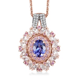 AAA Tanzanite and Multi Gemstone 3.70 ctw Cosmic Beauty Pendant Necklace in 18K Vermeil Rose Gold Over Sterling Silver 20 Inches
