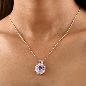 AAA Tanzanite and Multi Gemstone 3.70 ctw Cosmic Beauty Pendant Necklace in 18K Vermeil Rose Gold Over Sterling Silver 20 Inches