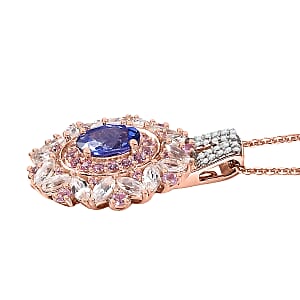 AAA Tanzanite and Multi Gemstone 3.70 ctw Cosmic Beauty Pendant Necklace in 18K Vermeil Rose Gold Over Sterling Silver 20 Inches