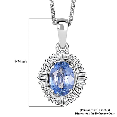 Luxoro Premium Ceylon Blue Sapphire and Diamond G-H I2 1.10 ctw Crownwave Pendant Necklace in 10K White Gold 18 Inches