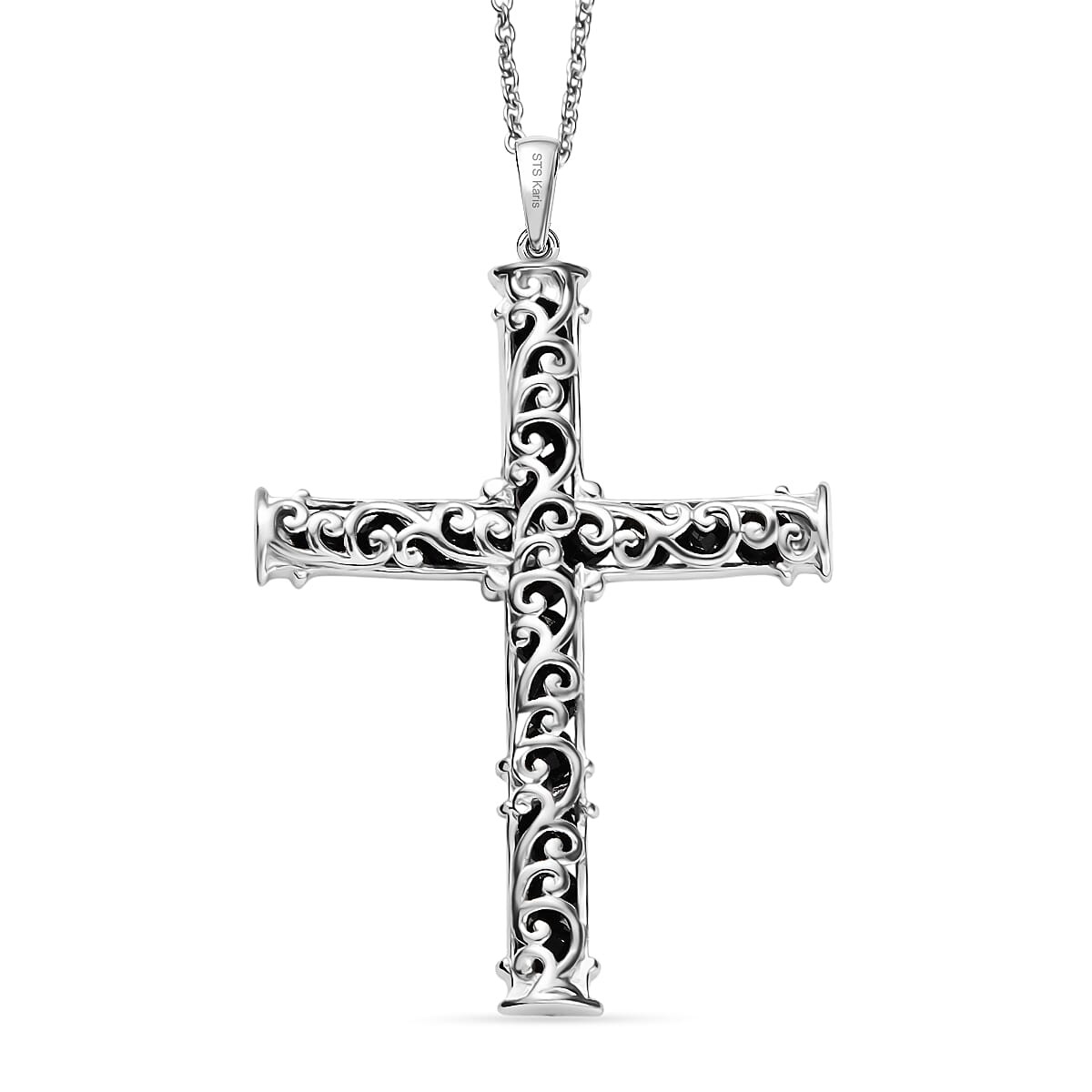 EverTrue Thai Black Spinel 8.10 ctw Pendant in 18K YG Plated and Platinum Bond with Stainless Steel Necklace 20 Inches image number 4