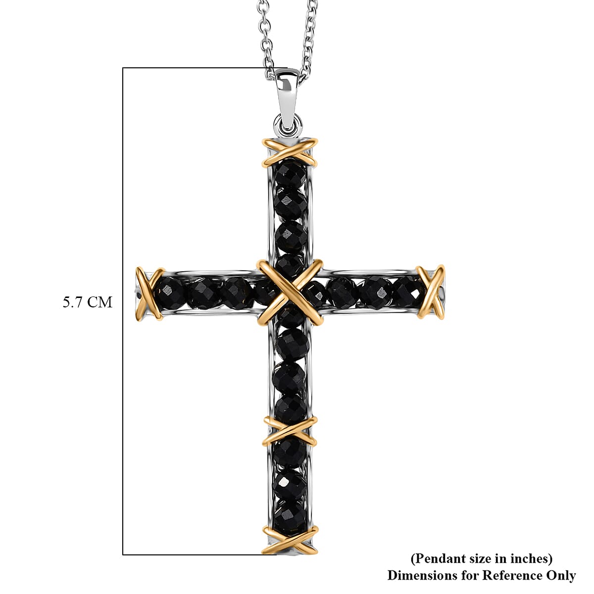 EverTrue Thai Black Spinel 8.10 ctw Pendant in 18K YG Plated and Platinum Bond with Stainless Steel Necklace 20 Inches image number 5
