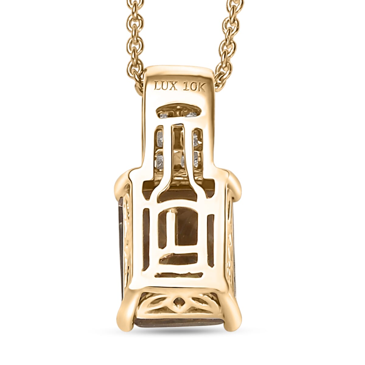 Luxoro AAA Turkizite and White Diamond G-H I2 3.00 ctw Art Deco Pendant Necklace in 10K Yellow Gold 20 Inches image number 4