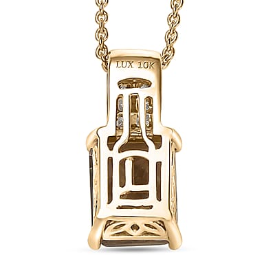 Luxoro AAA Turkizite and White Diamond G-H I2 3.00 ctw Art Deco Pendant Necklace in 10K Yellow Gold 20 Inches