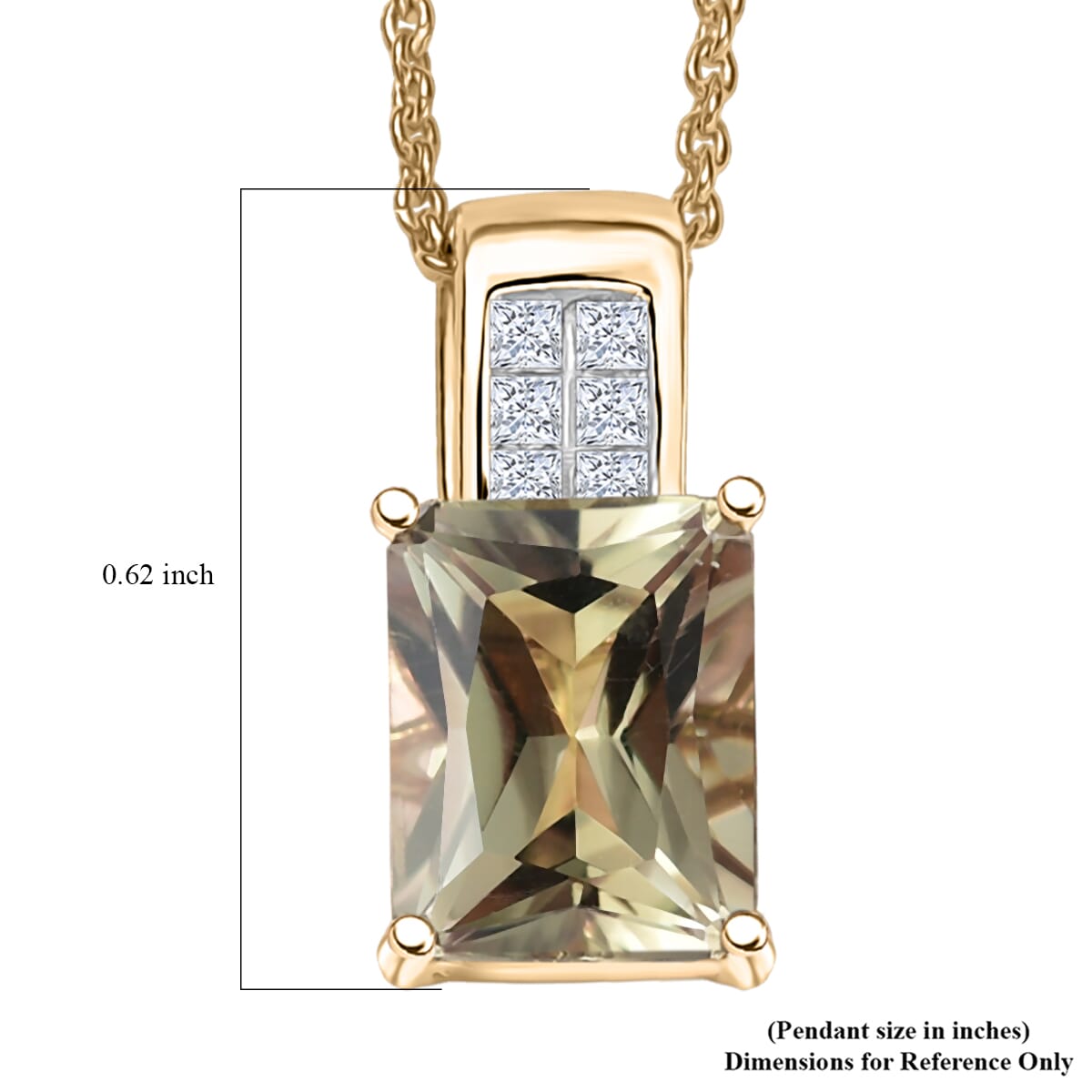 Luxoro AAA Turkizite and White Diamond G-H I2 3.00 ctw Art Deco Pendant Necklace in 10K Yellow Gold 20 Inches image number 5