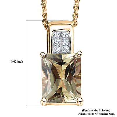 Luxoro AAA Turkizite and White Diamond G-H I2 3.00 ctw Art Deco Pendant Necklace in 10K Yellow Gold 20 Inches