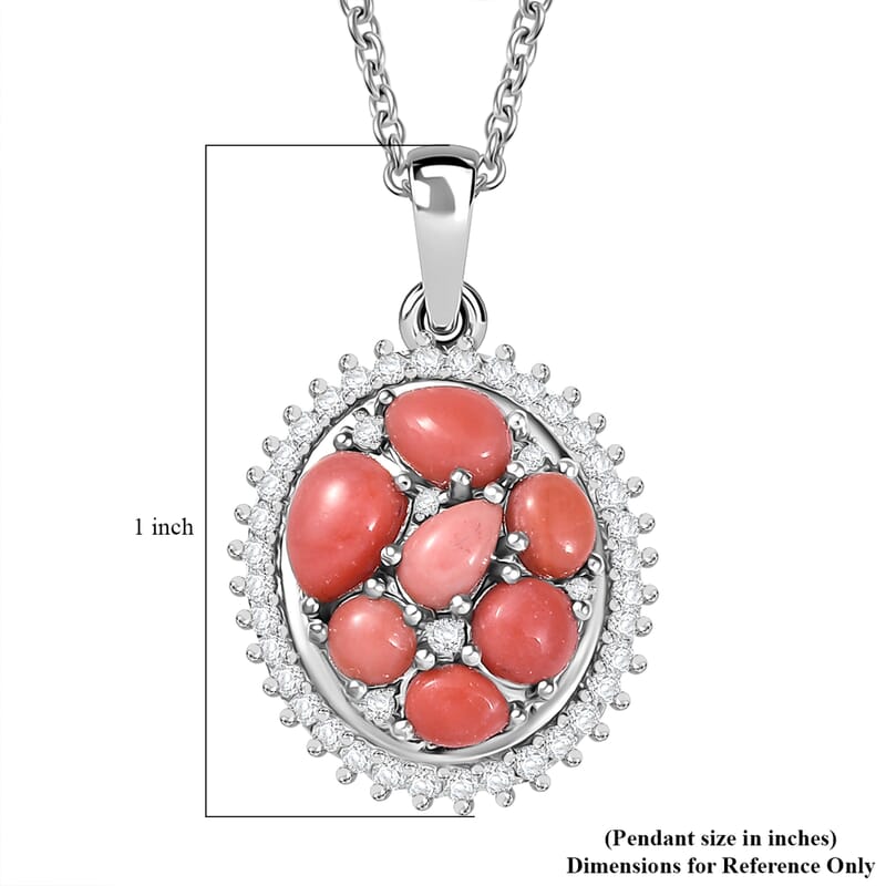 Karis Oregon Peach Opal and Lagoon Apatite 2.00 ctw Pendant in Platinum Bond with Stainless Steel Necklace 20 Inches