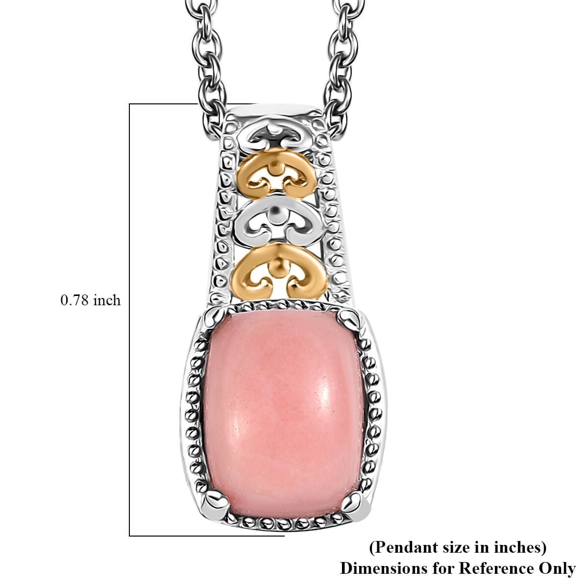 Oregon Peach Opal 1.85 ctw Pendant in 18K Vermeil YG and Rhodium Over Sterling Silver with Stainless Steel Necklace 20 Inches image number 6