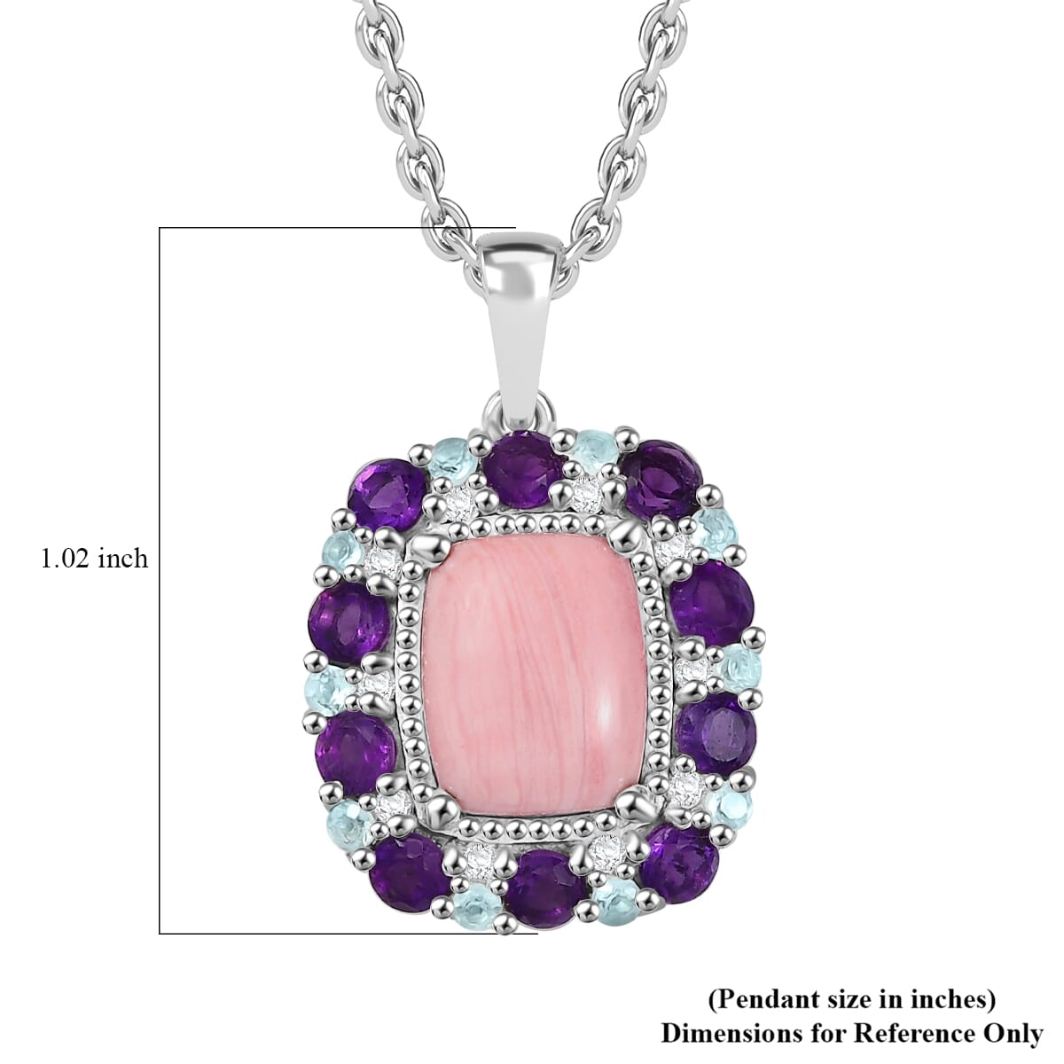 Karis Oregon Peach Opal and Multi Gemstone 3.50 ctw Floral Pendant in Platinum Bond with Stainless Steel Necklace 20 Inches (Del. in 10-12 Days) image number 5