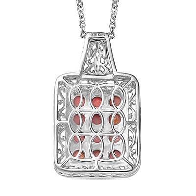 Karis Oregon Peach Opal 2.40 ctw Victorian Floral Pendant in 18K YG Plated and Platinum Bond with Stainless Steel Necklace 20 Inches