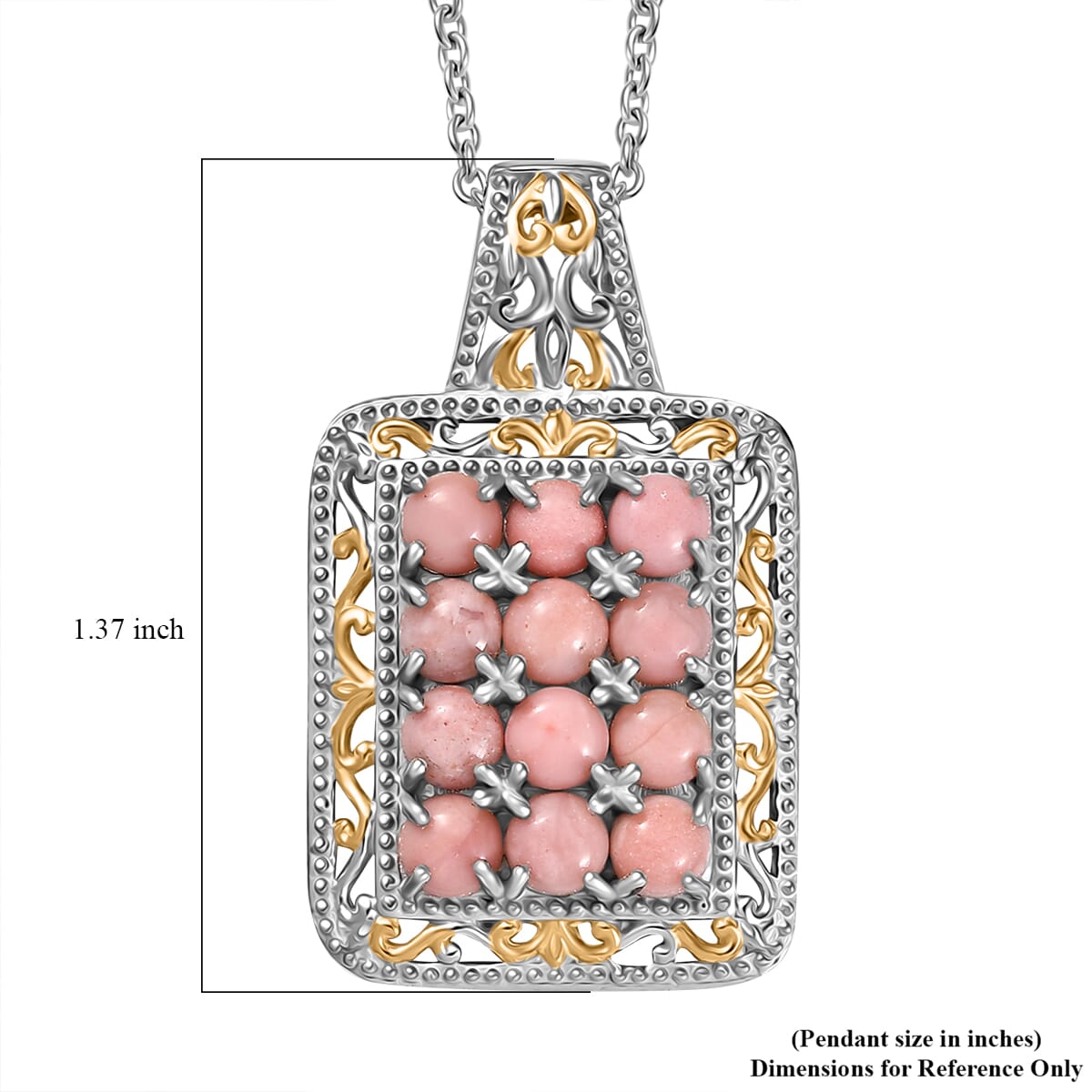 Karis Oregon Peach Opal 2.40 ctw Victorian Floral Pendant in 18K YG Plated and Platinum Bond with Stainless Steel Necklace 20 Inches image number 5
