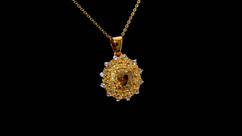 D'Joy Premium Tanzania Yellow Zircon, Multi Gemstone 1.85 ctw Golden Garden Pendant Necklace 20 Inches in 18K Vermeil Yellow Gold Over Sterling Silver