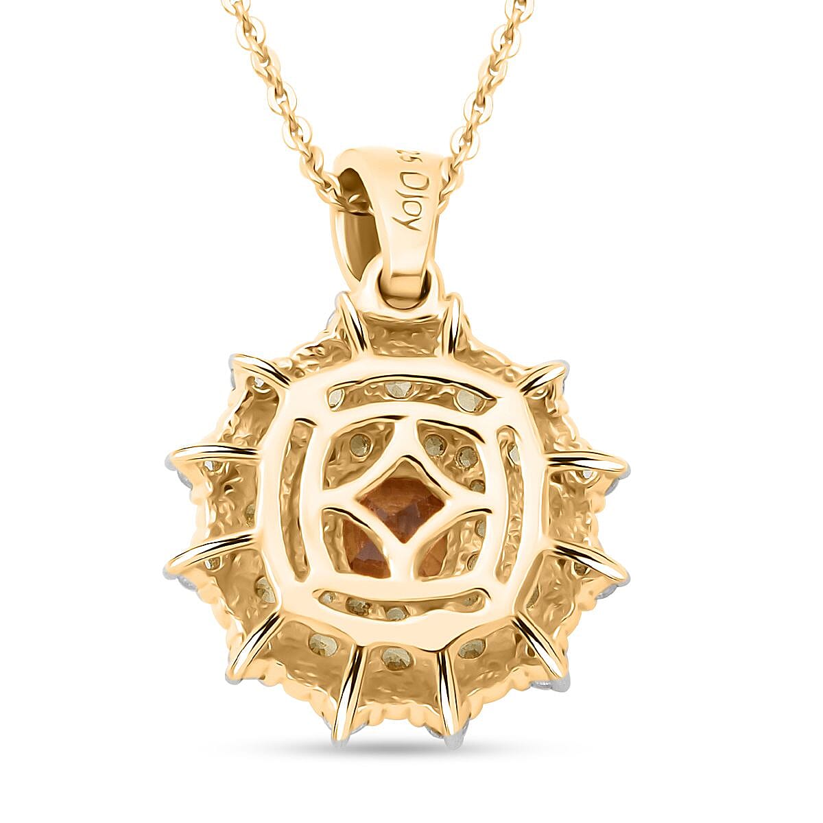 D'Joy Premium Tanzania Yellow Zircon, Multi Gemstone 1.85 ctw Golden Garden Pendant Necklace 20 Inches in 18K Vermeil Yellow Gold Over Sterling Silver 