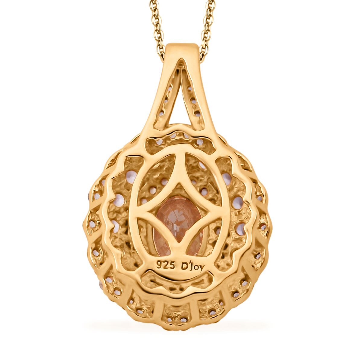 Premium Tanzania Yellow Zircon and Multi Gemstone 4.30 ctw Golden Aura Halo Pendant Necklace 20 Inches in 18K Vermeil Yellow Gold Over Sterling Silver image number 4
