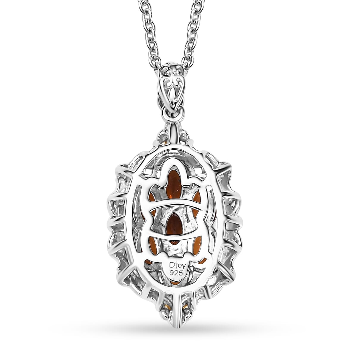 Brazilian Cherry Citrine 1.50 ctw Blooming Pendant Necklace in 18K Vermeil YG and Rhodium Over Sterling Silver 20 Inches image number 4