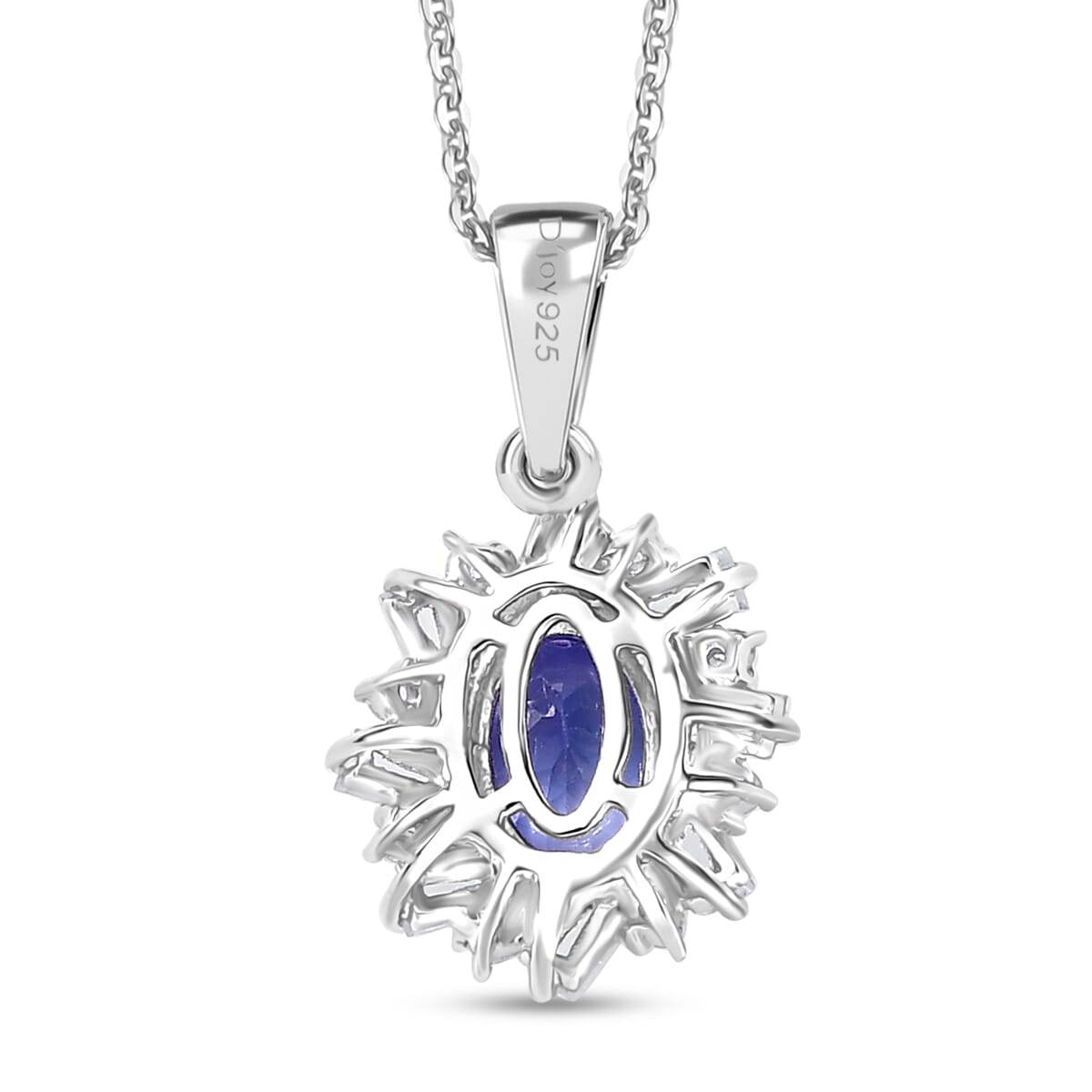 Tanzanite and White Zircon 1.40 ctw Starburst Pendant Necklace in Rhodium Over Sterling Silver 20 Inches image number 4