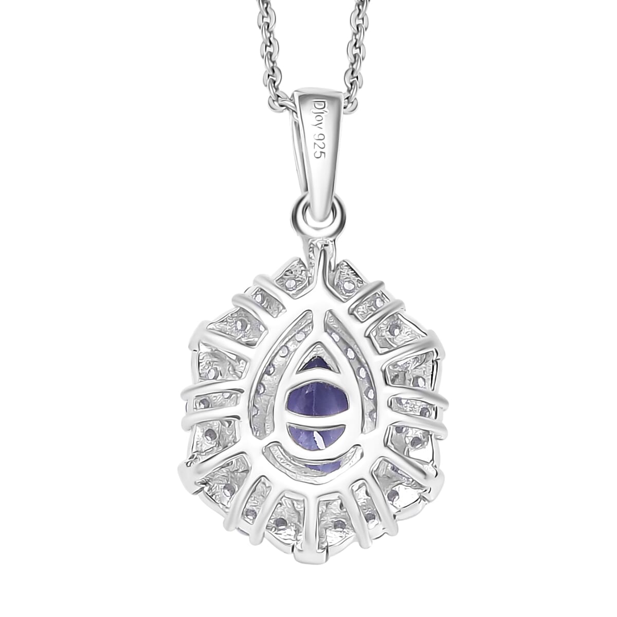 D'Joy Tanzanite and White Zircon 1.30 ctw Celestial Dreams Pendant Necklace in Rhodium Over Sterling Silver 20 Inches image number 4