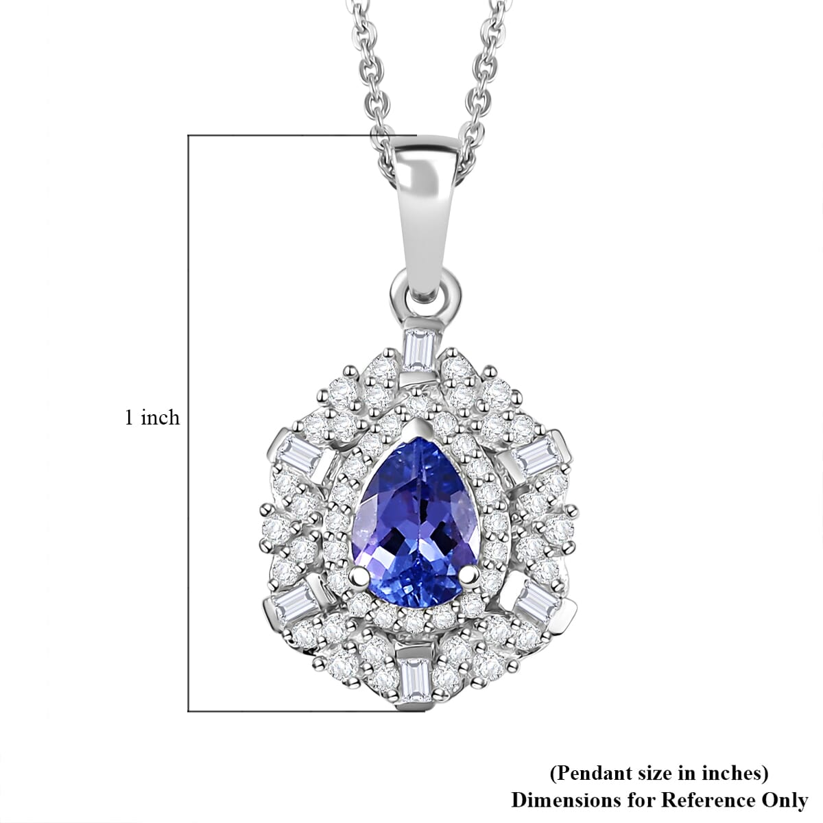 D'Joy Tanzanite and White Zircon 1.30 ctw Celestial Dreams Pendant Necklace in Rhodium Over Sterling Silver 20 Inches image number 5