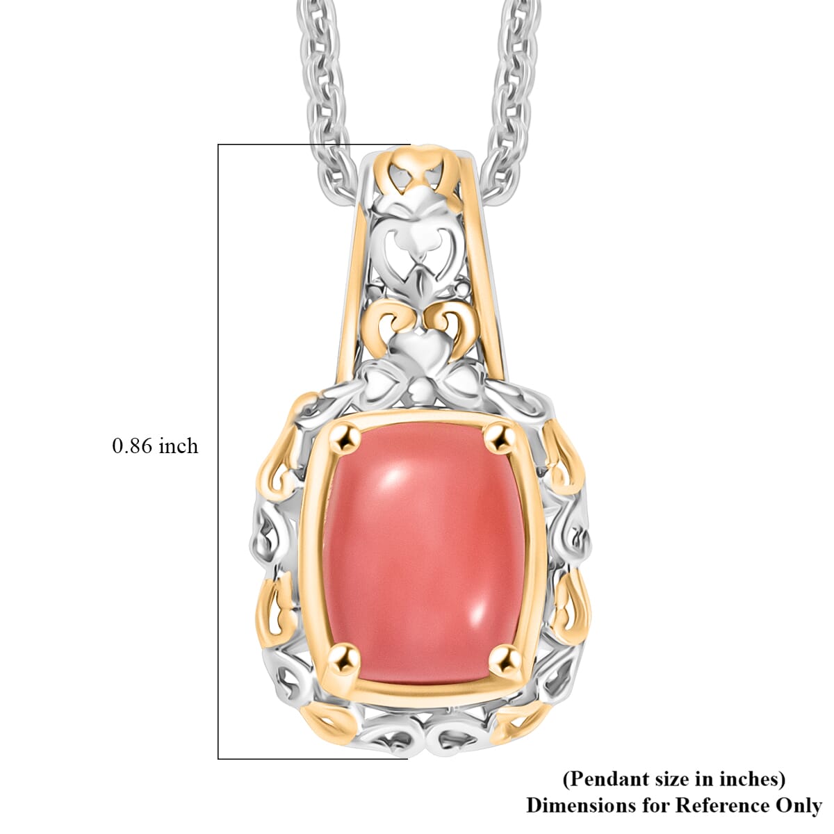 Karis Oregon Peach Opal 5.00 ctw Earrings, Ring (Size 6.00), Pendant in 18K YG Plated and Platinum Bond with Stainless Steel Necklace 20 Inches image number 6