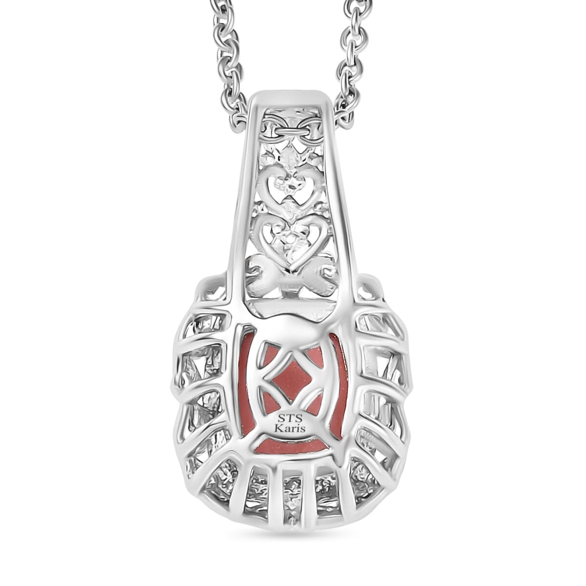 Karis Oregon Peach Opal 5.00 ctw Earrings, Ring (Size 6.00), Pendant in 18K YG Plated and Platinum Bond with Stainless Steel Necklace 20 Inches image number 8