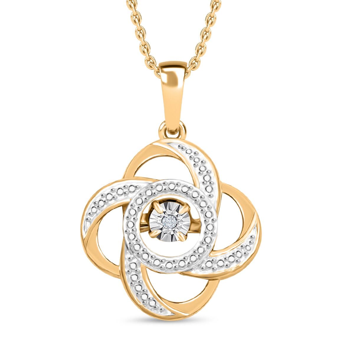 Karis White Diamond Accent Pendant in 18K YG Plated and Platinum Bond with Stainless Steel Necklace 20 Inches image number 0