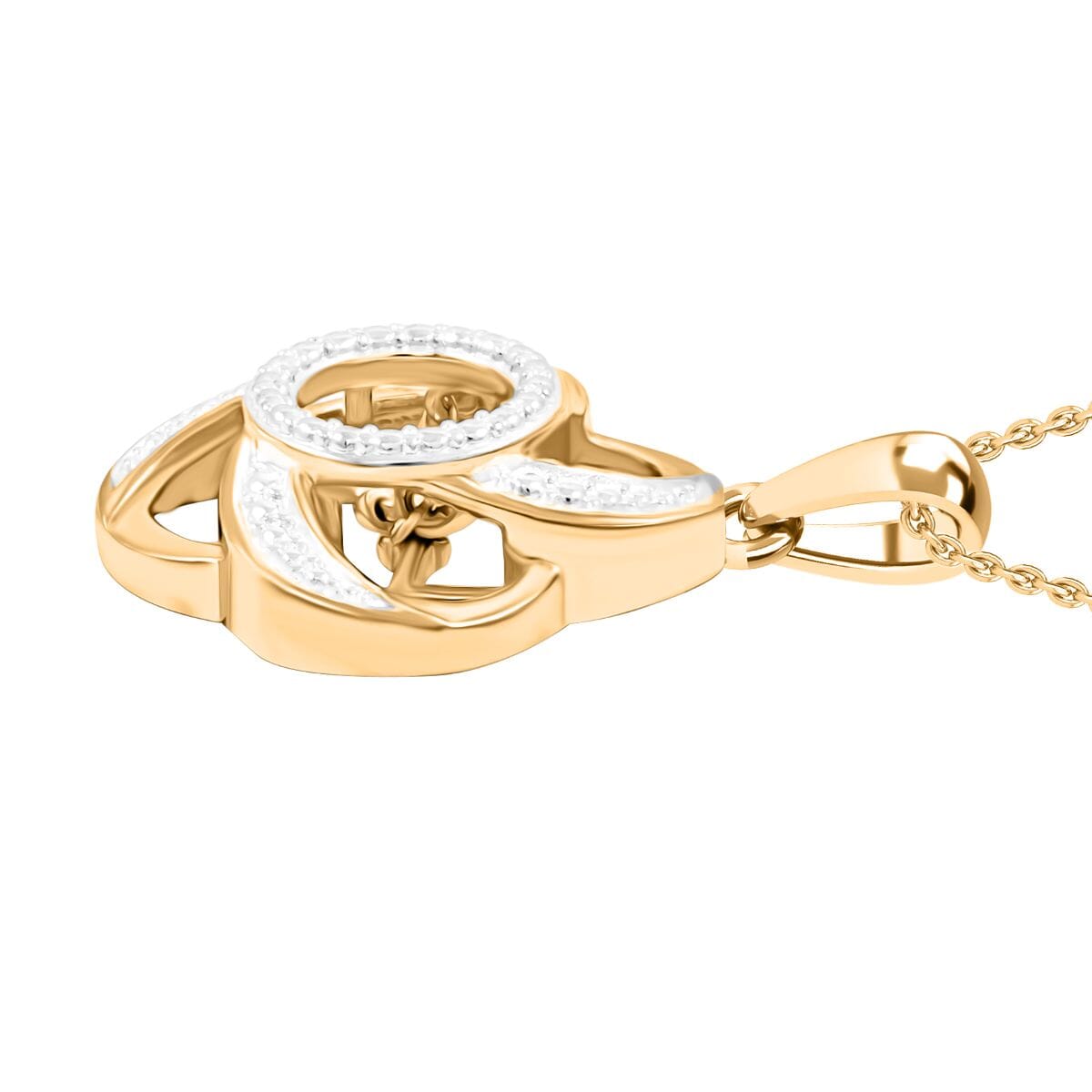 Karis White Diamond Accent Pendant in 18K YG Plated and Platinum Bond with Stainless Steel Necklace 20 Inches image number 3