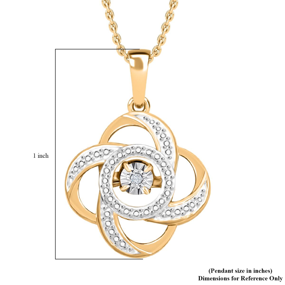 Karis White Diamond Accent Pendant in 18K YG Plated and Platinum Bond with Stainless Steel Necklace 20 Inches image number 5