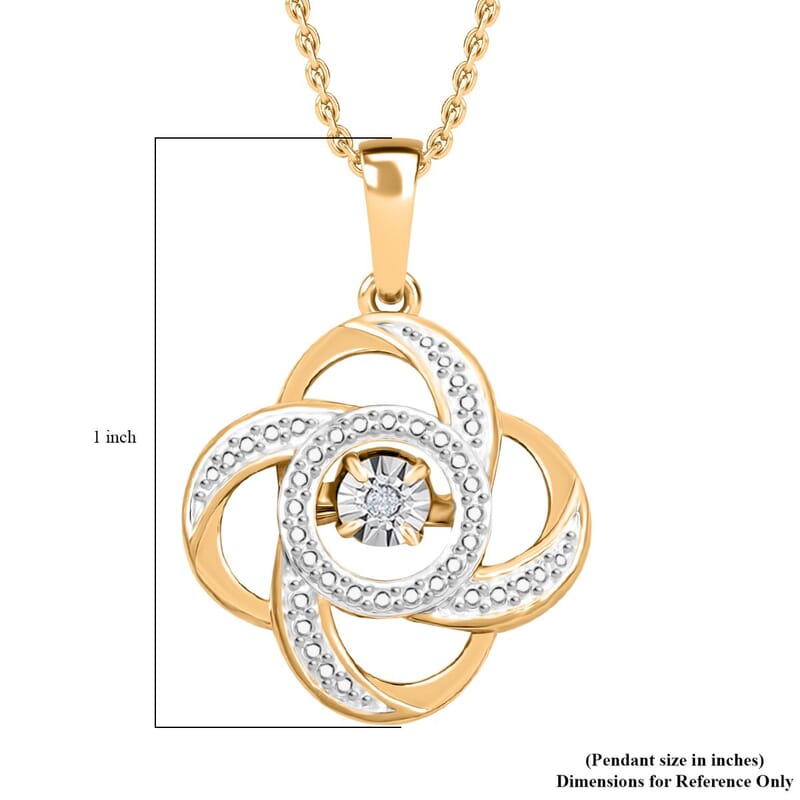 Karis White Diamond Accent Pendant in 18K YG Plated and Platinum Bond with ION Plated YG Stainless Steel Necklace 20 Inches