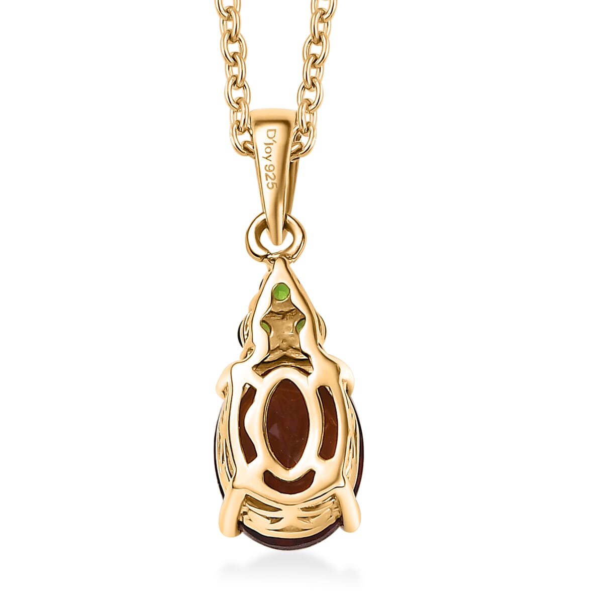 Premium Brazilian Cherry Citrine and Chrome Diopside 1.70 ctw Victorian-Era Cluster Pendant Necklace in 18K Vermeil Yelllow Gold Over Sterling Silver 20 Inches image number 4