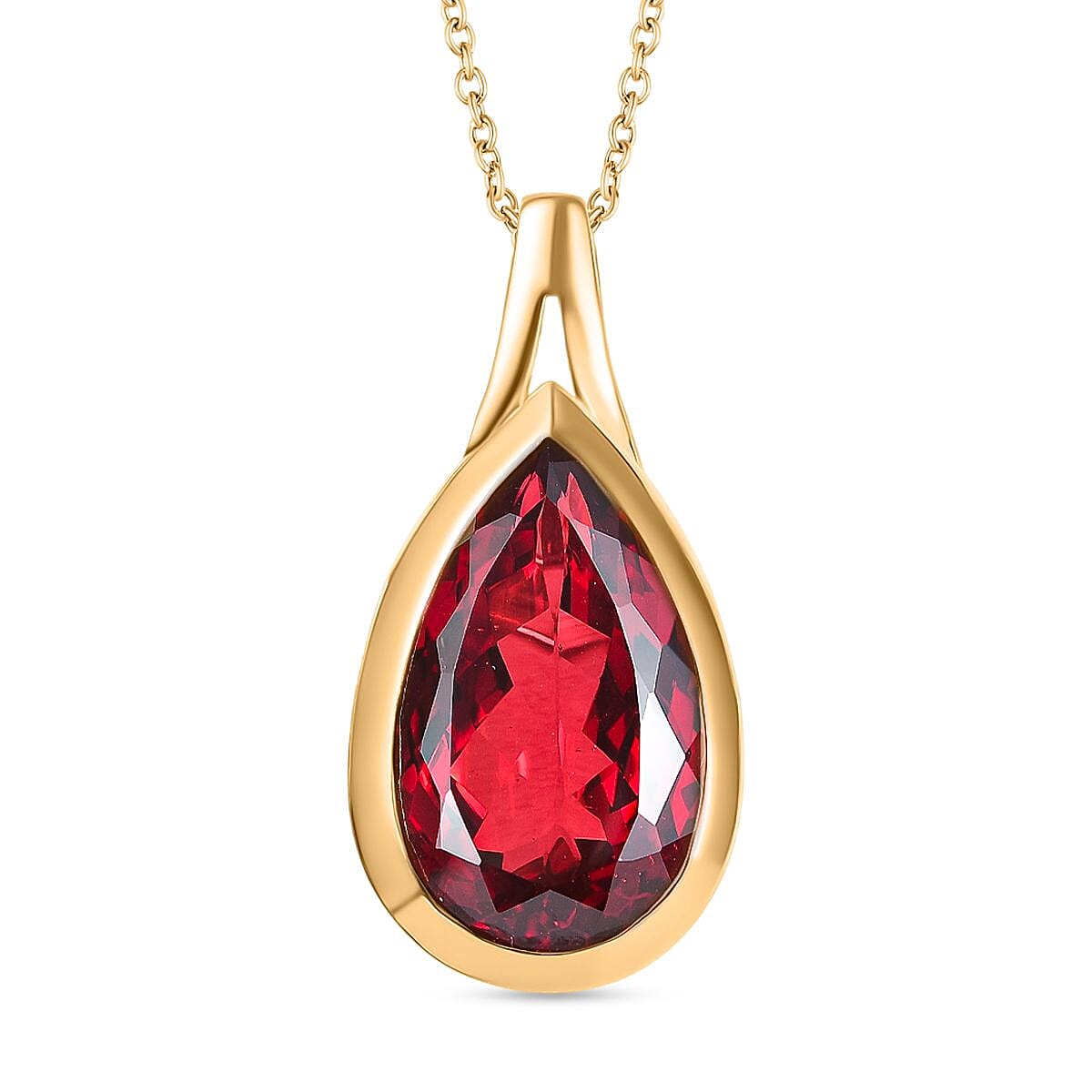 Lab Created Padparadscha Sapphire 21.00 ctw Pendant Necklace in 18K Vermeil YG Over Sterling Silver 20 Inches