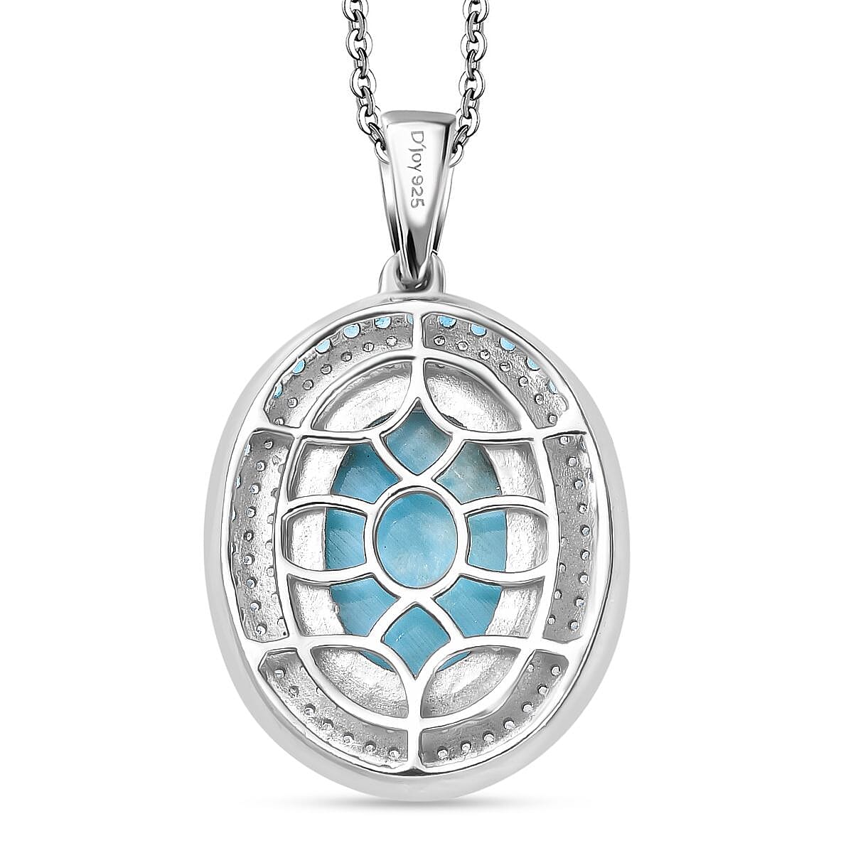 Premium Larimar and Multi Gemstone 8.50 ctw Aqua Majesty Pendant Necklace 20 Inches in Rhodium Over Sterling Silver image number 4