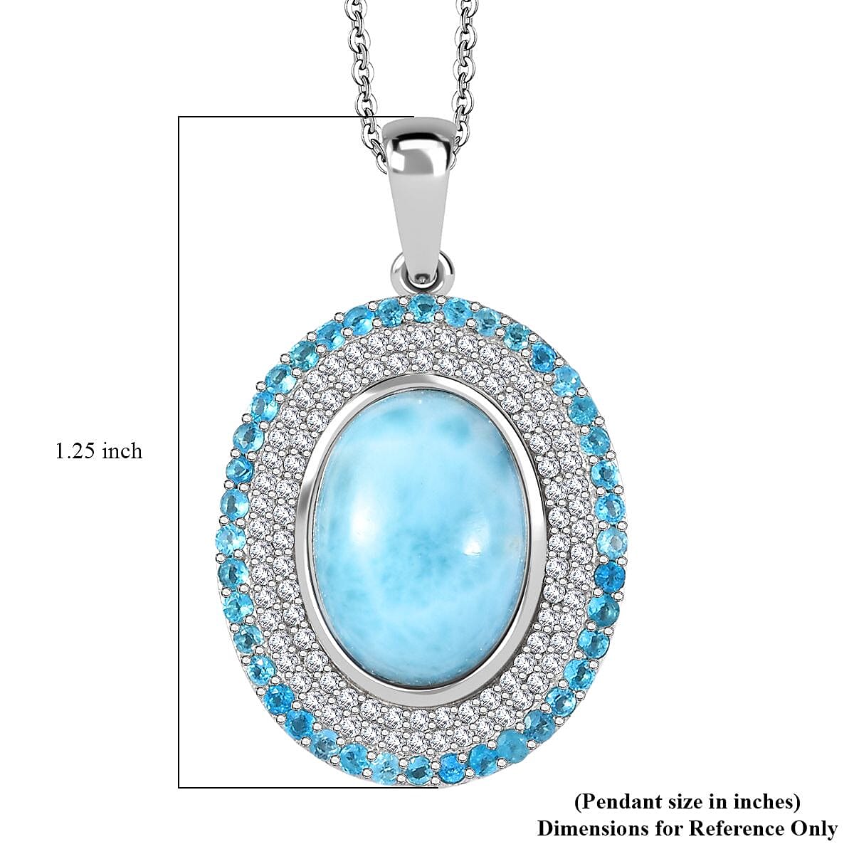 Premium Larimar and Multi Gemstone 8.50 ctw Aqua Majesty Pendant Necklace 20 Inches in Rhodium Over Sterling Silver image number 5